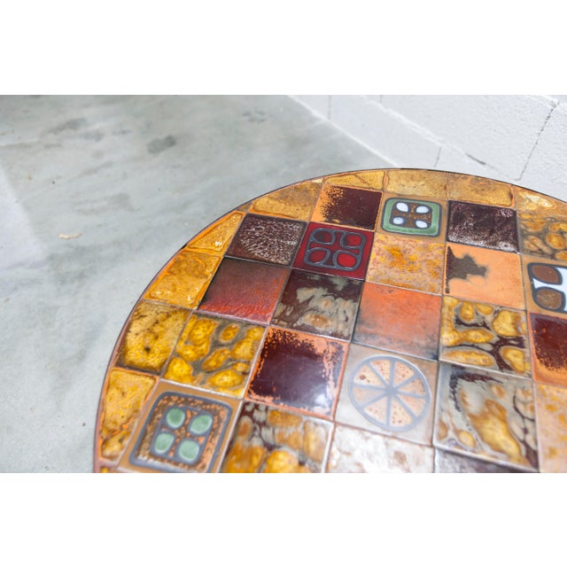 Round Ceramic Coffee Table attributed to Jean Gregorieff, 1960s For Sale - Image 13 of 15
