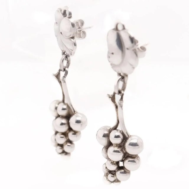 Vintage Georg Jensen Sterling Silver "Grapes" Screwback Earrings No. 40 - 2 Pieces For Sale - Image 10 of 12