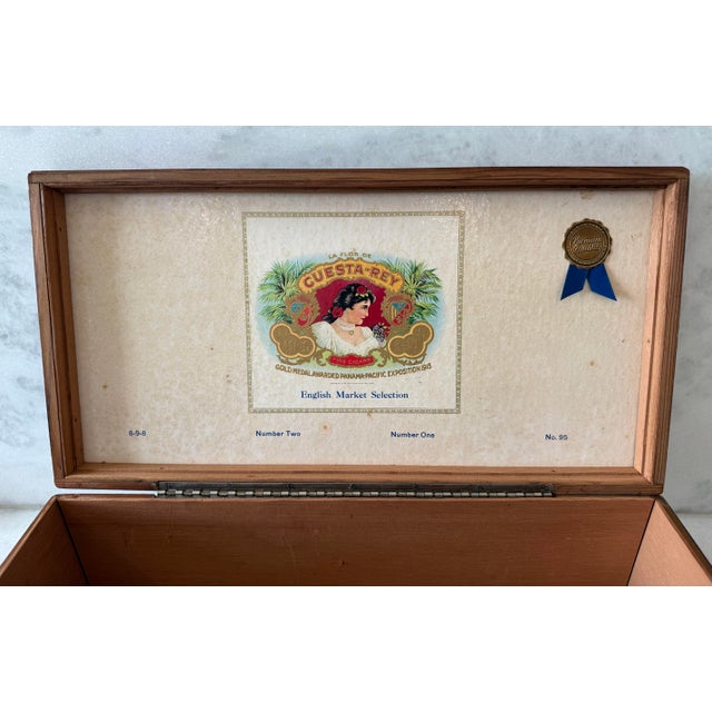 Vintage Cuesta-Rey store counter display wooden cigar box. The top features the brand crest branded into the wood,...
