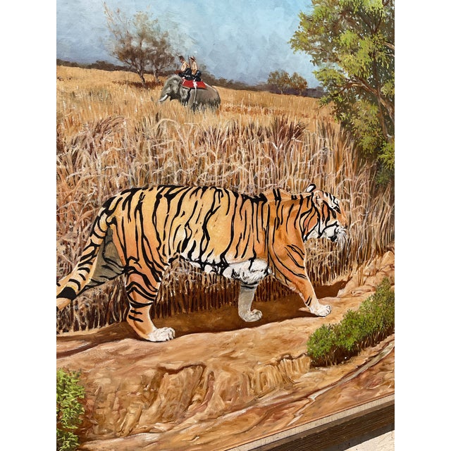 Vintage Boho Monumental Tiger Original Oil Painting on Canvas For Sale In West Palm - Image 6 of 7