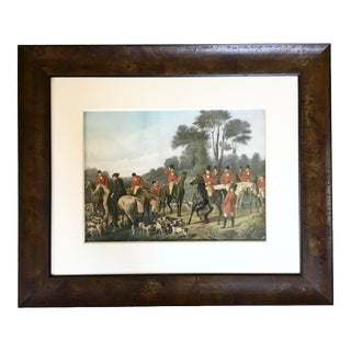 Antique English Horse Riding Print in Italian Wood Frame