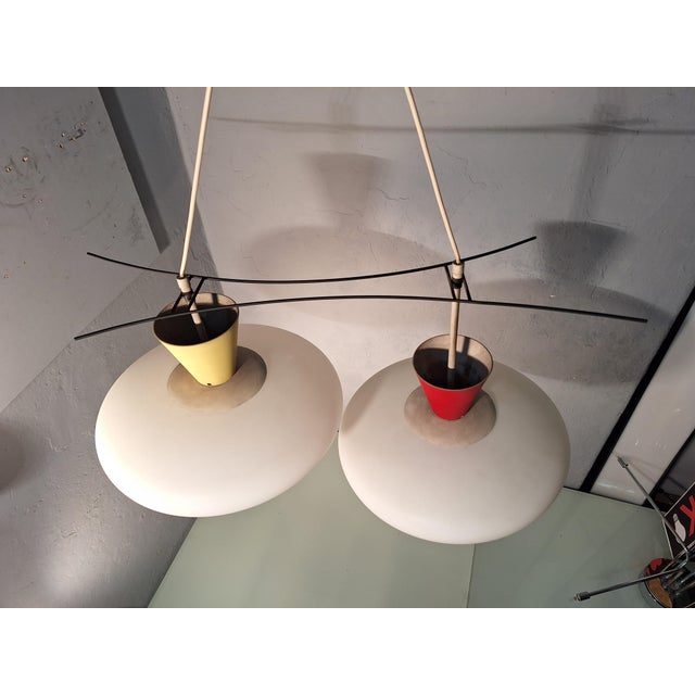 Mid-Century Modern Ceiling Light with Iron Frame from Stilux Milano, 1950s For Sale - Image 3 of 9