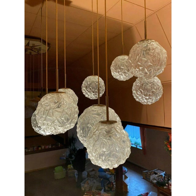 Metal Large Mid-Century Cascading Pendant Lamp from Hillebrand, 1960s For Sale - Image 7 of 13