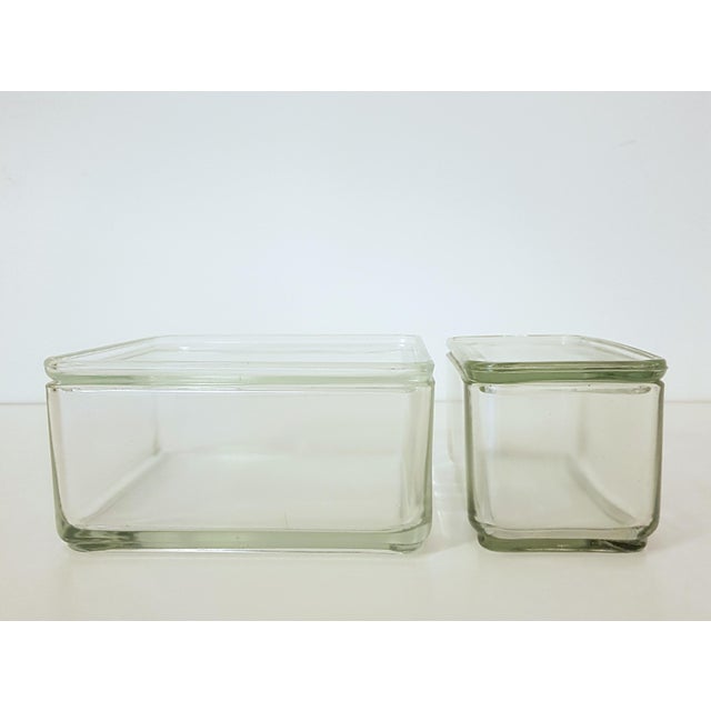 Bauhaus Kubus Glass Containers with Lids by Wilhelm Wagenfeld for Vlg, 1930s, Set of 4 For Sale - Image 3 of 13