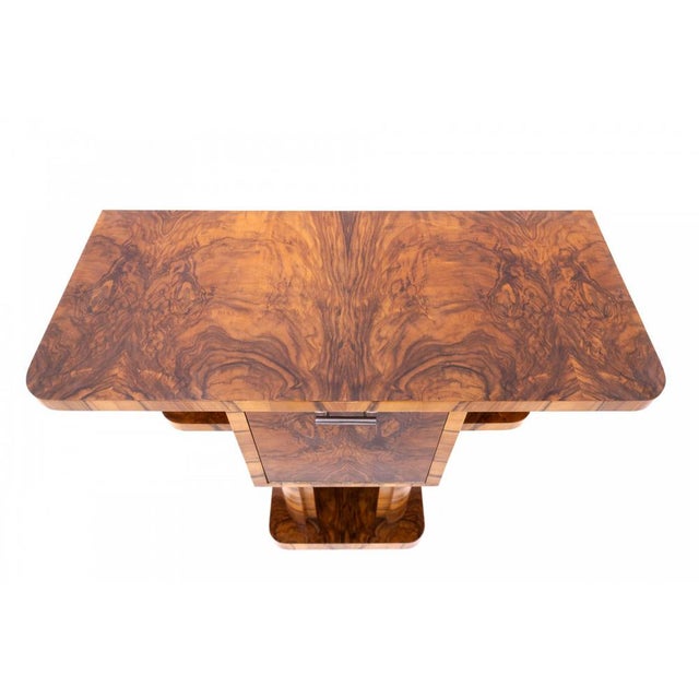 Brown Art Deco Console Table, Poland, 1950s For Sale - Image 8 of 14