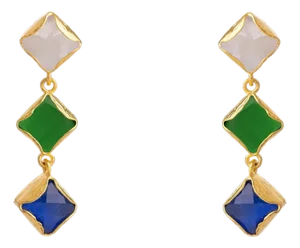 Trinity Glow Triple Drop Earrings, A Pair