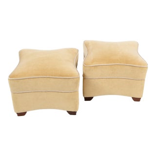 1930s Jules LeLeu Upholstered Ottomans - a Pair For Sale