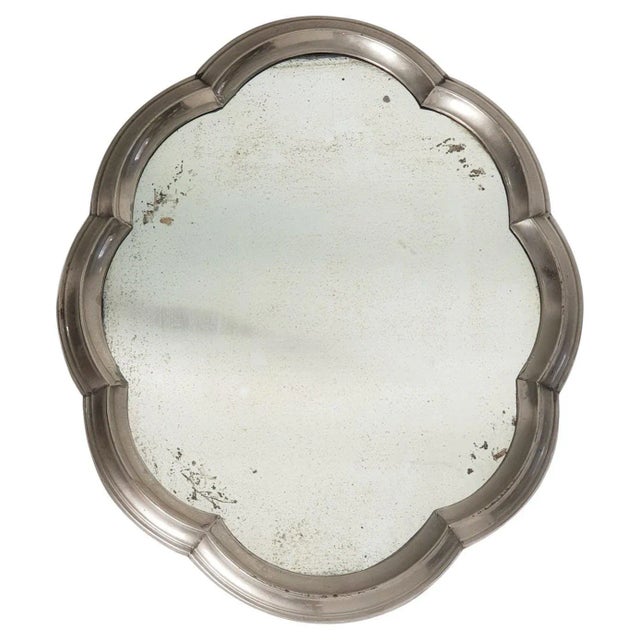 Silver Art Deco Baroque Style Pewter Table Mirror For Sale - Image 8 of 8