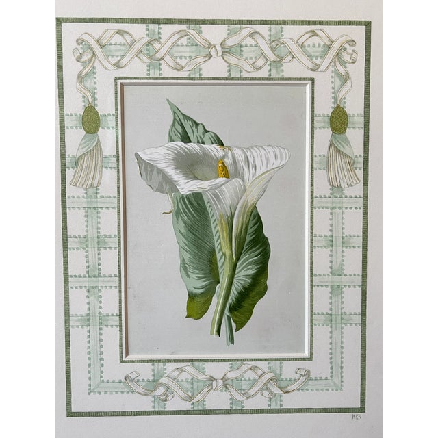 Original Botanical Custom Framed with Hand-painted Matte ft. Calla Lily For Sale - Image 4 of 5