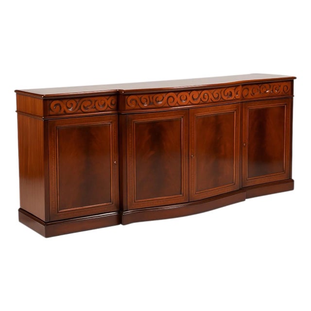 David Michael Italian Neo-Classical Style Mahogany Credenza Breakfront W/ Rosewood Marquetry For Sale