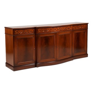 Late 20th Century David Michael Italian Neo-Classical Style Mahogany Credenza Breakfront W/ Rosewood Marquetry For Sale