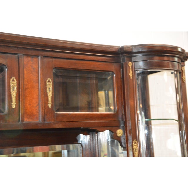 Hand-Carved French Mahogany Vitrine With Marble Top For Sale - Image 4 of 11
