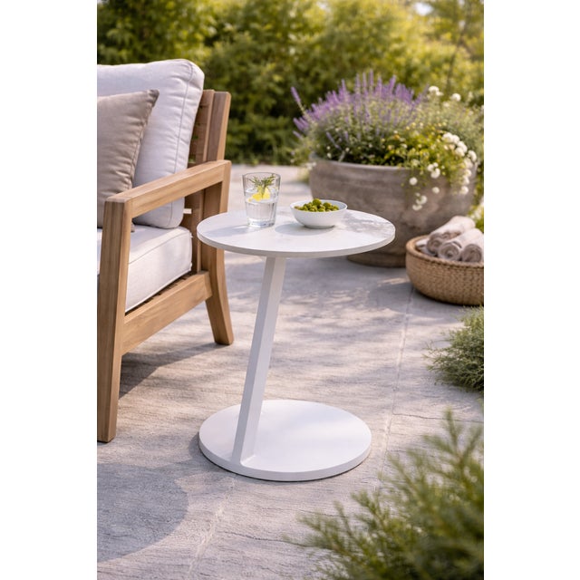 White Serene Outdoor Modern Outdoor Side Table For Sale - Image 8 of 9