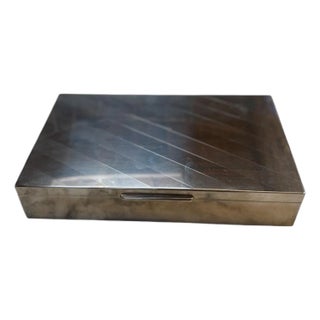 Polished Metal Box With Diagonal Line Design For Sale