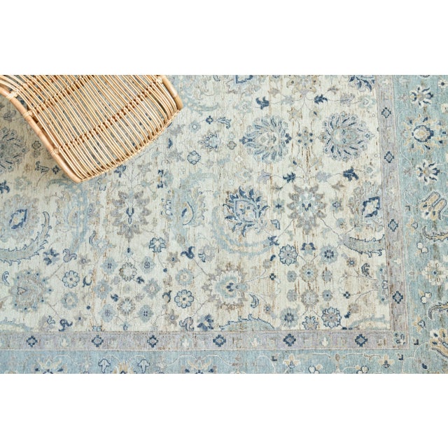 Exquisite Rugs Harper Hand-Knotted New Zealand Wool Ivory/Light Blue Rug-9'X12' For Sale In Los Angeles - Image 6 of 7