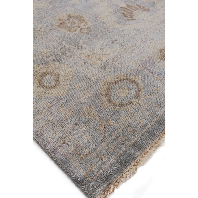 Textile Oushak Hand-Knotted WoolLight Blue Rug - 9'x12' For Sale - Image 7 of 8