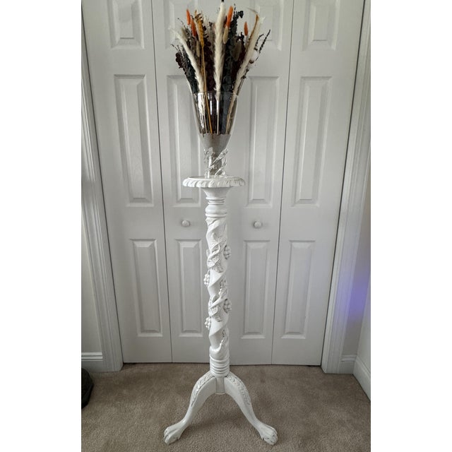 Vintage 1950s French Torchere or Plant Pot Stand Ft. Grape Vine Column & Claw Feet For Sale - Image 11 of 11