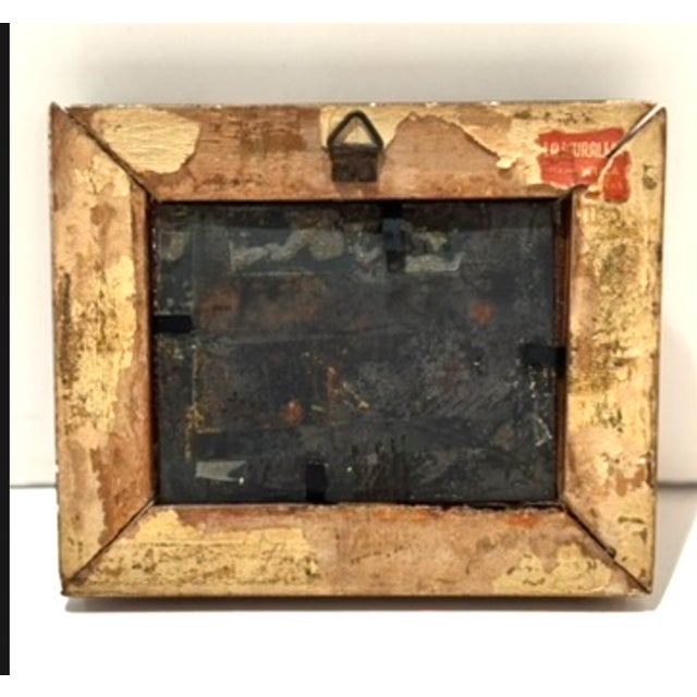 English 1920s Miniature Oil Painting Landscape With Tower & Stone Wall in Gilt Frame For Sale - Image 3 of 4