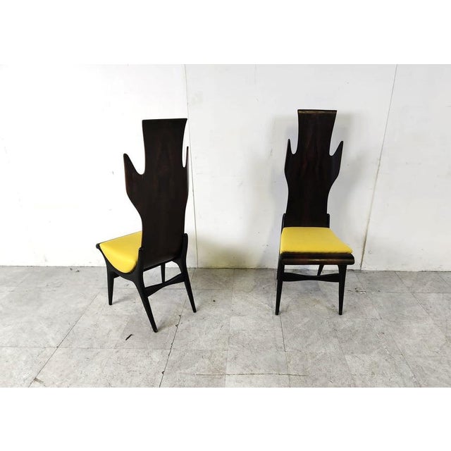 Mid-Century High Back Flame Dining Chairs from Dante Latorre, 1950s, Set of 4 For Sale - Image 6 of 12