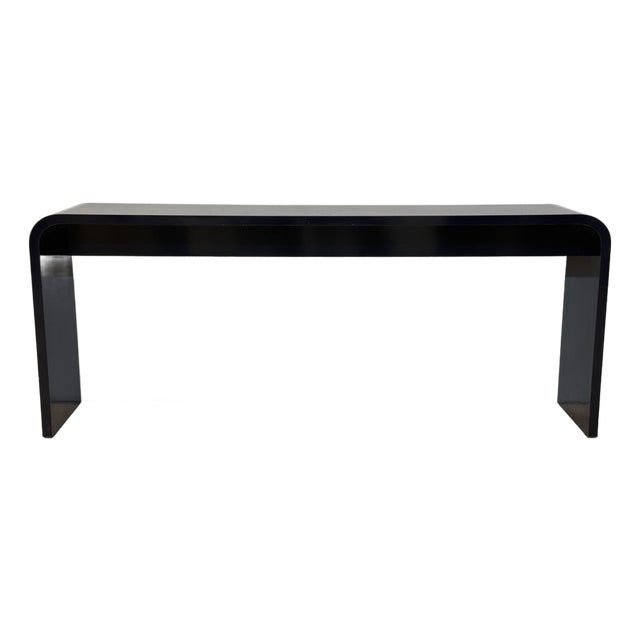 Mid-Century Blue Laminate Waterfall Console Table, 1970s For Sale