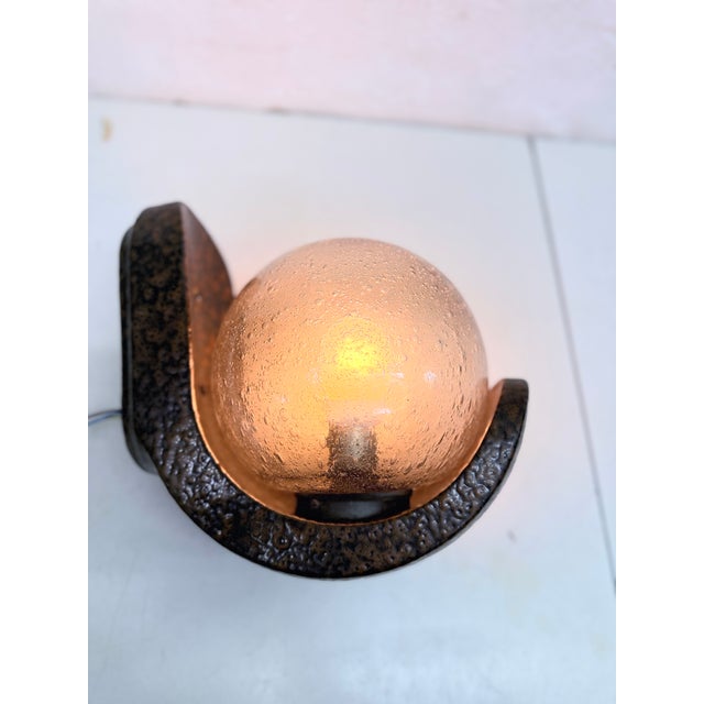 Glass Brutalist Style Wall Lamp in Ceramic and Glass, 1970s For Sale - Image 7 of 12