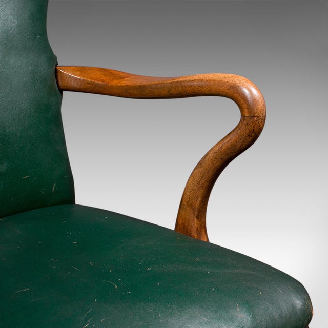 Antique Clerk's Desk Chair, English, Beech, Leather, Elbow Seat, Home, Office For Sale - Image 9 of 10