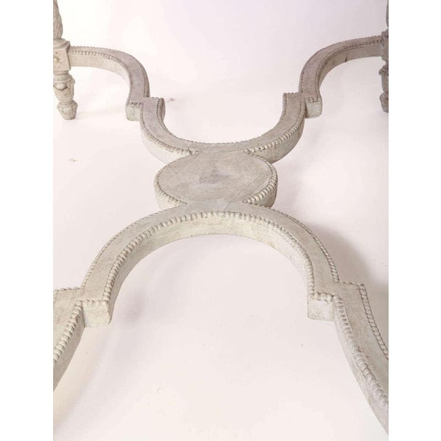 Wood 19th French Century Ivory Painted Center Table with Marble Top For Sale - Image 7 of 9