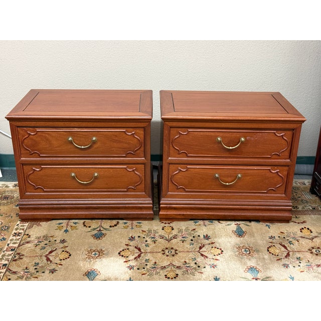 Brown Rosewood Vintage Nightstands, Pair For Sale - Image 8 of 12