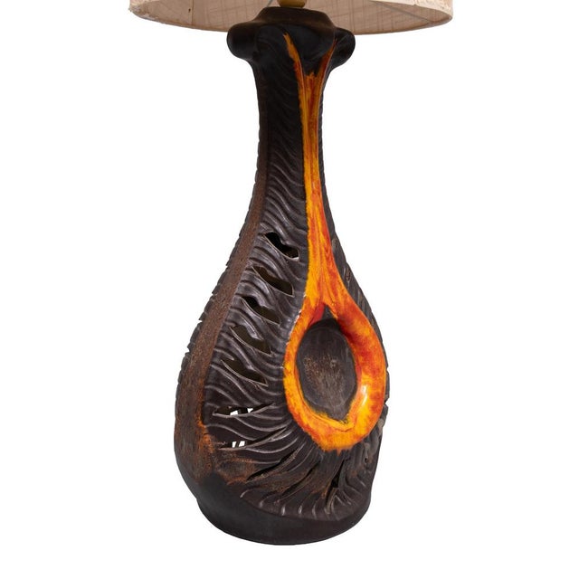 Black Large Fat Lava Ceramic Floor Lamp from Walter Gerhards, West Germany, 1970s For Sale - Image 8 of 12