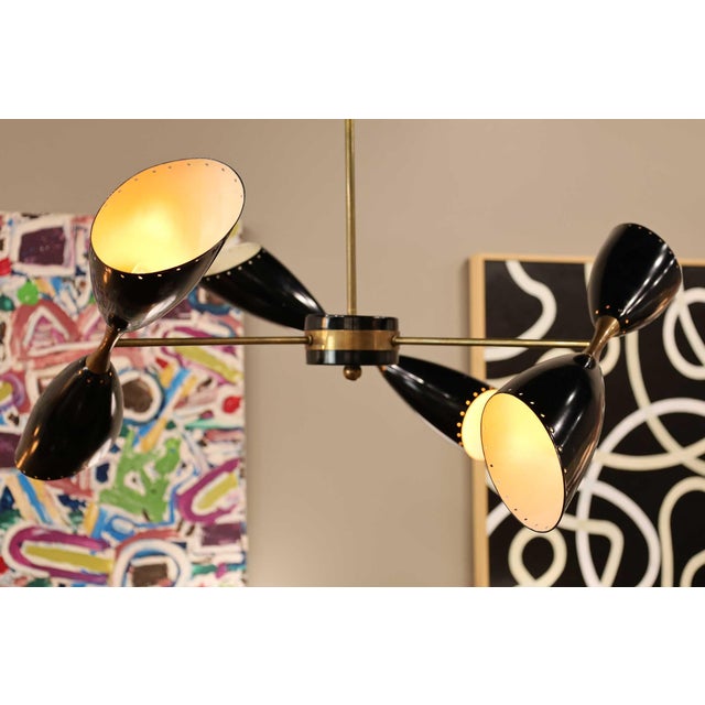 1970s Stilnovo Style Chandelier With Three Double Coned Articulating Arms For Sale - Image 5 of 9
