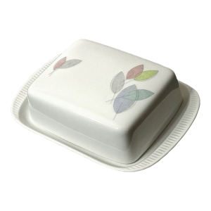Vintage Arzberg Germany Square Butter Dish W/Lid Bone China Arz3415 Leaves