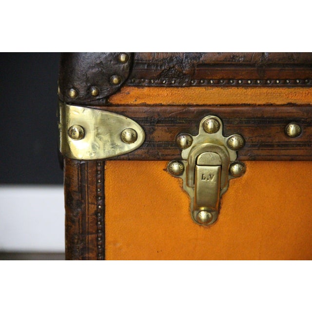 Antique Cabin Trunk in Orange Canvas from Louis Vuitton, 1900s For Sale - Image 3 of 18
