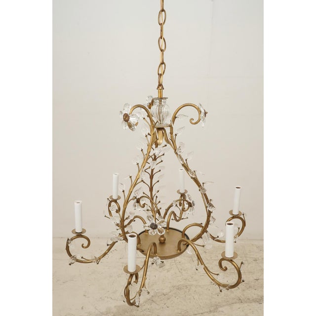Bagues Style Gold Finish Foliate Glass Chandelier For Sale - Image 10 of 12