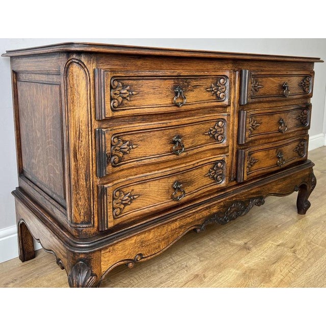 Vintage Louis French Oak Chest of Drawers with Six Drawers For Sale - Image 4 of 12