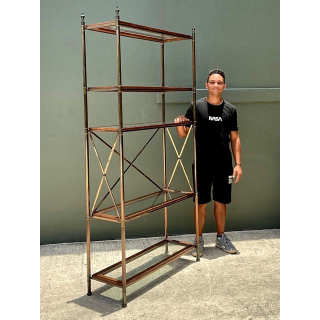 Maison Jansen Vintage Wood and Glass Etagere For Sale - Image 4 of 14