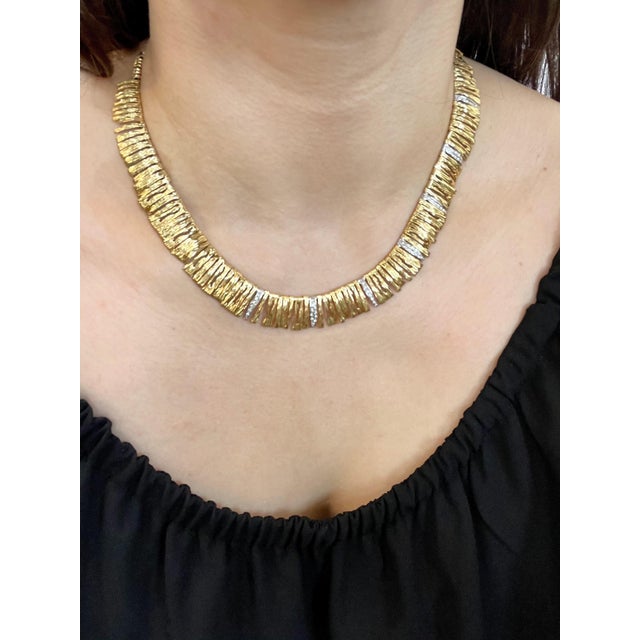 Transparent Designer Roberto Coin Diamond Elephant Skin Necklace, 18 Karat Gold 53 Grams For Sale - Image 8 of 18