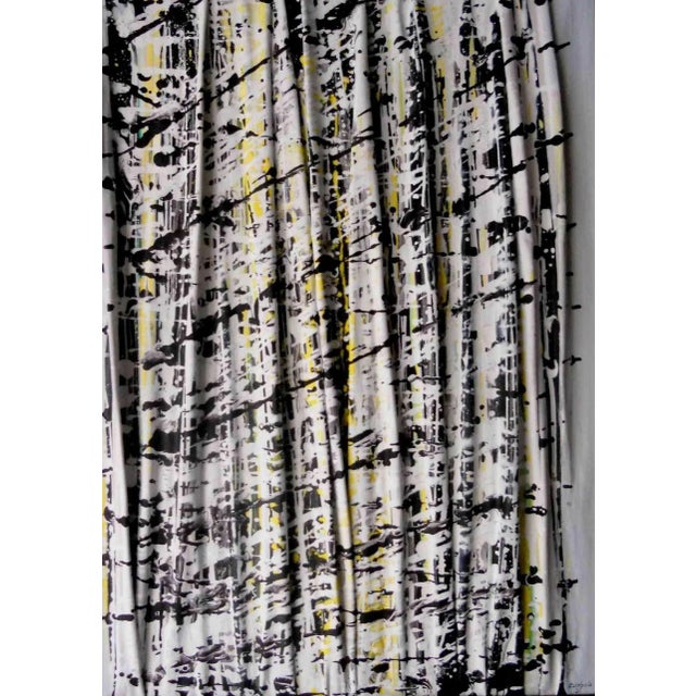 Giuseppe Zumbolo, Black and White with Yellow, Original Acrylic on Canvas, 2021 For Sale - Image 4 of 4