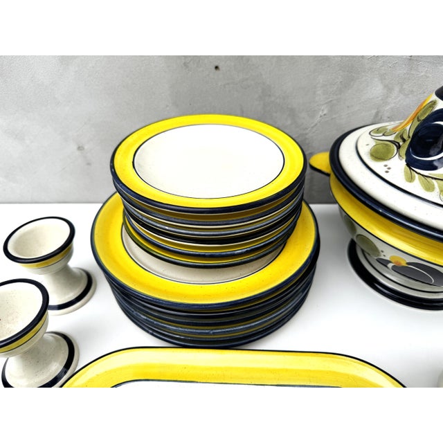 Yellow Vintage Farmhouse Aragon German Pottery Ceramic Dinner Service , 1980s, Set of 21 For Sale - Image 8 of 12