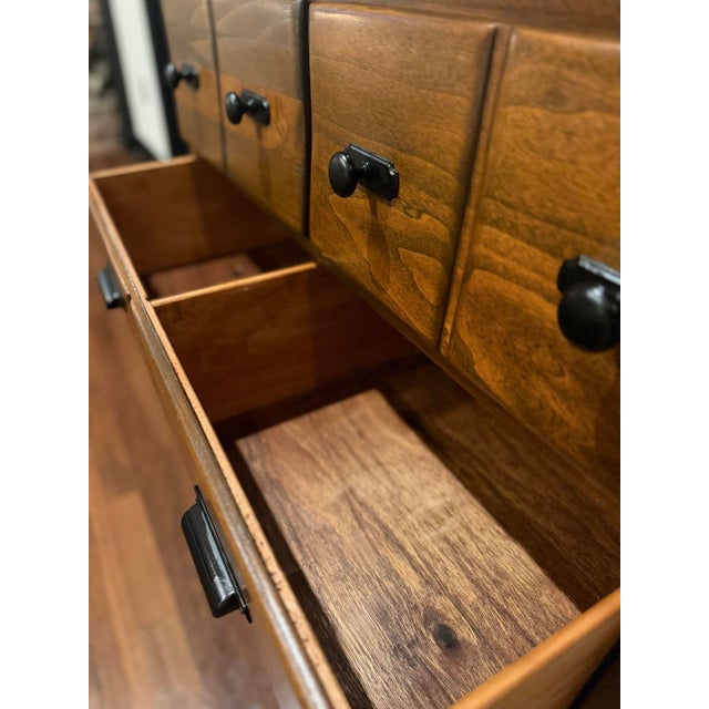 Vintage Five-Drawer Chest of Drawers in Rich Walnut Finish – Refinished Wood Dresser For Sale - Image 10 of 12