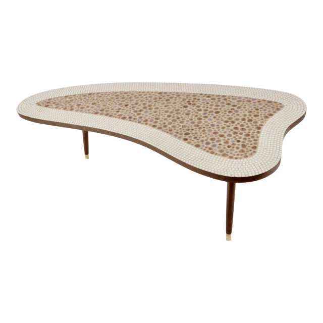 Mid Century Modern Kidney Shape Mosaic Coffee Table For Sale