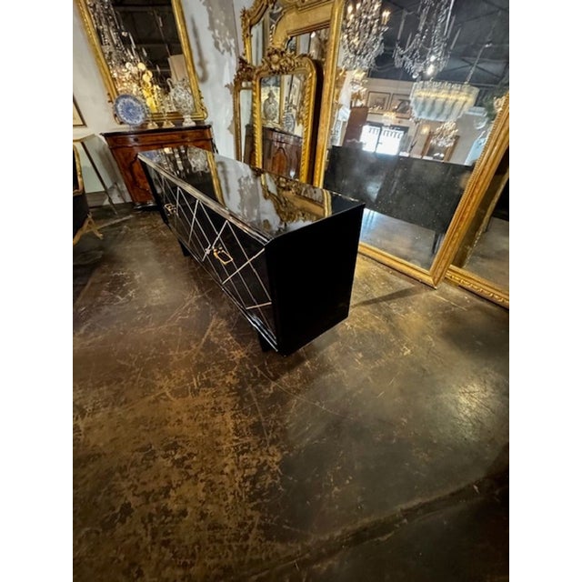 Early 21st Century Italian MCM Design Black and Gold Sideboard After Suzanne Guiguichon For Sale - Image 5 of 10