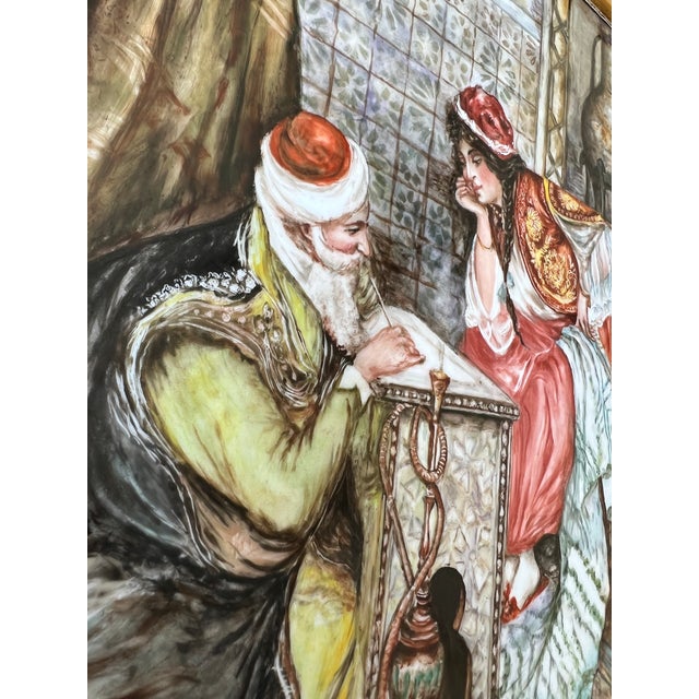 Figurative Early 20th Century Framed Hand Painted Porcelain “Teacher and Young Woman” After Amedeo Simonetti For Sale - Image 3 of 12