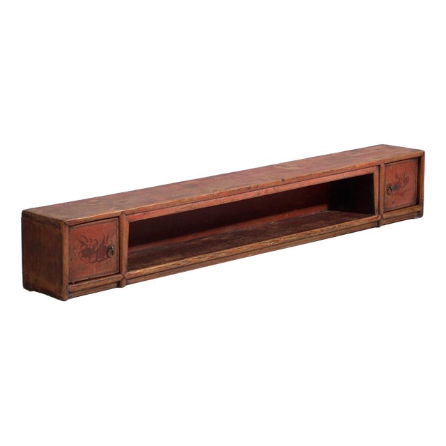 Antique Qing Dynasty Painted Vermilion Gansu Bench or Sideboard For Sale