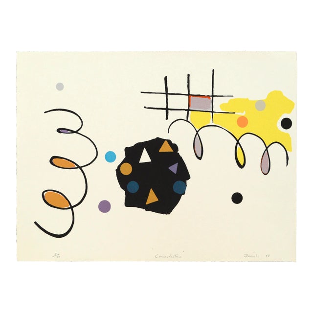 1980s "Concentration" Abstract Geometric Screen Print Numbered 7/30 by Harvey Daniels For Sale