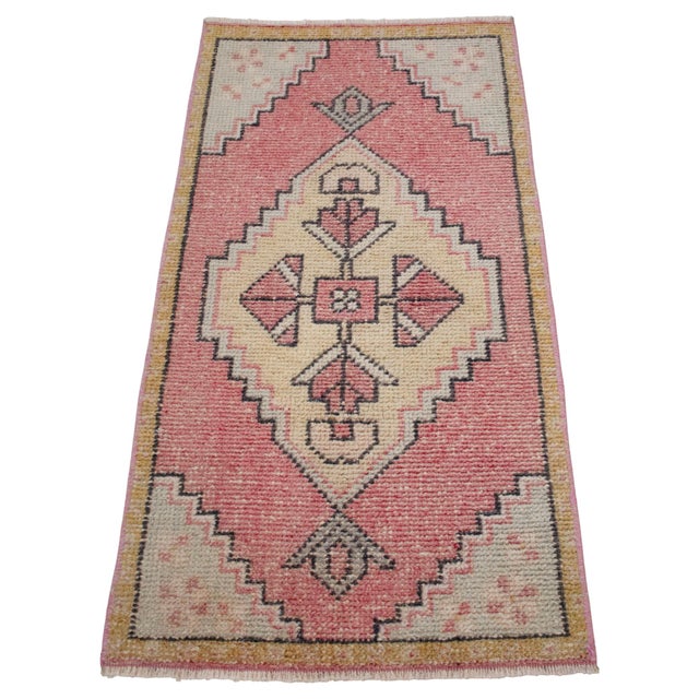 1970s 1970s Vintage Hand Knotted Small Rug Enrtway Mat, Kitchen Bathroom Decor 2x3 Ft Approx For Sale - Image 5 of 14