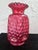 Vintage Fenton Cranberry Pinch Coin Dot Overlay Art Glass Vase With Ruffled Rim – 8.25” For Sale In Orlando - Image 6 of 11