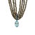 Boho Chic Vintage 14k Gold Four‑Strand Labradorite Necklace With Blue Topaz Drop For Sale - Image 3 of 5