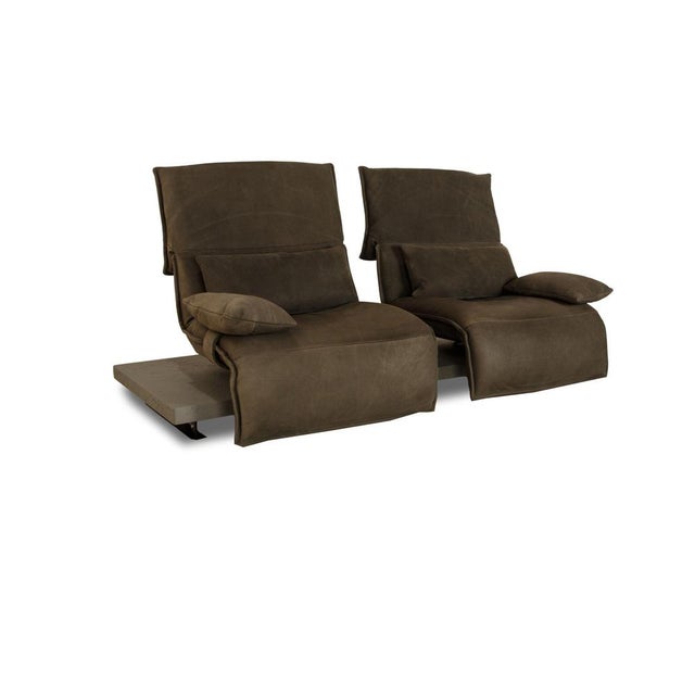 Free Motion Edit 2 Leather Two Seater Green Grey Sofa from Koinor For Sale - Image 11 of 17