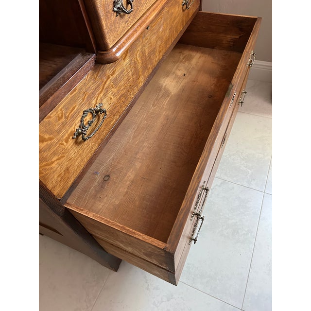 Brown Antique Oak 1920's Wardrobe For Sale - Image 8 of 14
