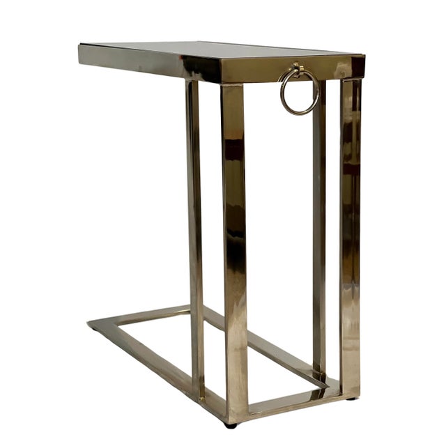 20th Century Flat Bar Chrome and Black Marble Top Cantilever Side Tables, Pair For Sale In Philadelphia - Image 6 of 10